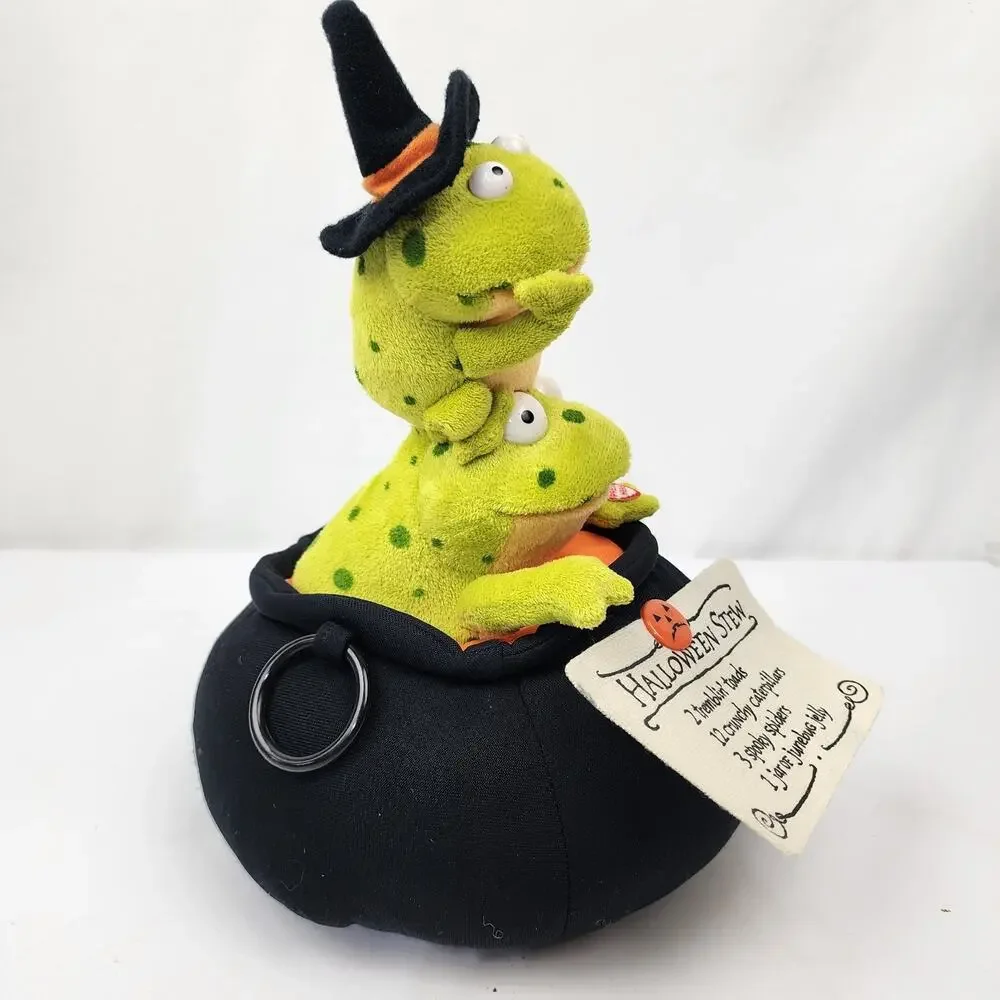 Hallmark Animated Halloween Trembling Toads Stew Pot Singing Lighted Frogs Plush